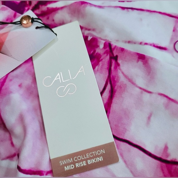 CALIA Floral Flourish Geranium Mid Rise Wide Band Bikini Bottom - Picture 9 of 12